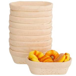 lot 19429 image: Nisorpa Oval Banneton Bread Proofing Basket Set of 10 Sourdough Banneton Basket Bread Baking Bowl Kit with Cloth Liners and Dough Scrapers for Home Bakery Bread Bakers 10 Inch