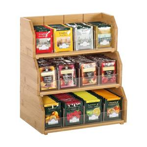 lot 19437 image: TIOPGHAD 3 Layer Stackable Bamboo Tea Bag Organizer Storage Holder for Tea Bags Wood Tea Box Containers Tea Rack Teabag Station Stand for Cabinet Countertop Office(Patented Design)