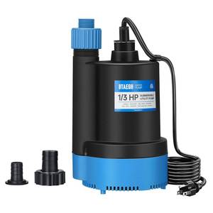 lot 19444 image: BTAEGH 13 HP Submersible Water Pump 2400GPH Small Sump Pump Thermoplastic Electric Portable Transfer Utility Pump Clean for Swimming Pool Basement Garden Pond