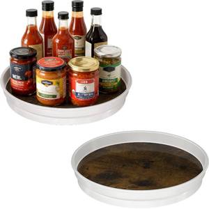 lot 19445 image: LAMU 2 Pack 10 inch Lazy Susan Organizer, Lazy Susan Turntable for Cabinet,Table Top, Fridge, Kitchen, Pantry Organizers and Storage, Rotating Serving Tray, Rustic Brown