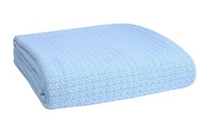 lot 19447 image: Belizzi Home 100% Cotton Bed Blanket, Breathable Bed Blanket Twin Size, Cotton Thermal Blankets Twin, Perfect for Layering Any Bed for All Season, Light Blue