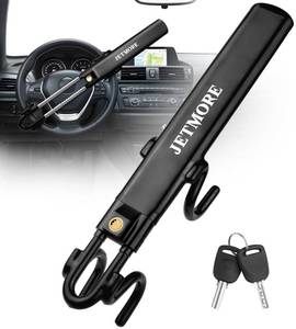 lot 19449 image: Jetmore Car Steering Wheel Lock Anti-Theft Device, Car Lock Steering Wheel, Wheel Locks for Cars, Anti-Theft Car, Two-Hook, Reinforced Alloy Steel, Fit for Street & Overnight Parking, High-Risk Areas