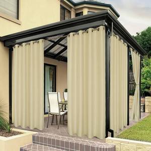 lot 19454 image: BONZER Waterproof Outdoor Curtains for Patio, Premium Thick Privacy Weatherproof Grommet Outside Curtains for Porch, Pergola, Cabana, 1 Panel, 54W x 84L inch, Cream
