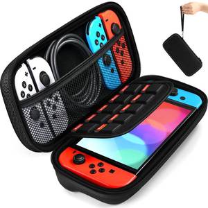 lot 20297 image: ivoler Carrying Case for Nintendo Switch and NEW Switch OLED Model(2021),Portable Hard Shell Pouch Carrying Travel Game Bag for Switch Accessories Holds 10 Game Cartridge (Black)