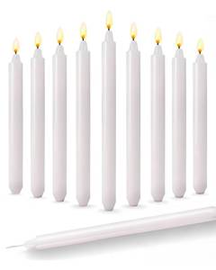 lot 20306 image: OLEEK Taper 12 inch Candles - Pack of 10 Unscented, 8 Inch Tall Candles - 12 inch Candle - Taper Candle - Half inch White candlesticks