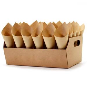 lot 20309 image: AOQING Wedding Confetti Cone Stand Box - 30pieces of Cone Papers and 30Holes for 30 Confetti Cones box (blank kraft, 1)