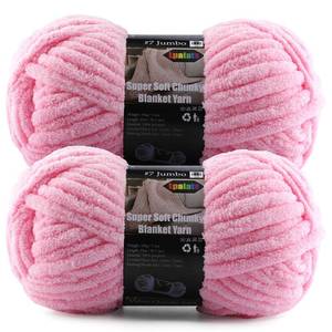 lot 20326 image: 2-Pack Super Soft Chunky Yarn for Crocheting Blankets - 7oz76.4yd Total, Thick & Plush Chenille Yarn for Quick Baby Projects, Amigurumi, Scarves, Deep Pink