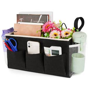 lot 20329 image: Lilithye Bedside Caddy Bedside Organizer Bedside Storage Caddy with Fixed Straps and Water Bottle Holder for Home College Dorm Bunk Bed Hospital Bed Crib Bed Rails (Black)