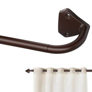 lot 20331 image: GXOACKJ Brown Curtain Rods for Windows 48 to 84 inch, 58 inch Adjustable Wrap Around Blackout Curtain Rods for Bedroom & Outdoor