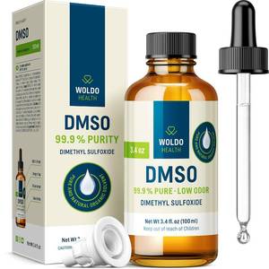 lot 20334 image: WoldoHealth DMSO 99.9% Pharmaceutical Grade 3.38 oz - FT-IR Verified Dimethyl Sulfoxide, Low Odor Solvent in Glass Bottle with Dropper