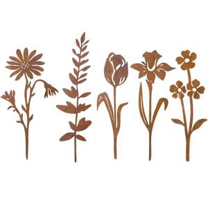 lot 20362 image: Otoolling 5 Pcs Rusty Metal Flowers and Plants, Rusty Rustic Metal Flowers Signs for Outside Yard Art Gift for Yard Decorative Garden Stakes Potted Plants Walkway and Garden