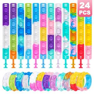 lot 20369 image: Pop Bracelets Fidget Toys Bulk Its 24 PCS Bear Bracelet Kids Party Favors Fidget Toy Pack Fidgets for Classroom Prizes Birthday Goodie Bag Stuffers Sensory Toys for Girls Boys