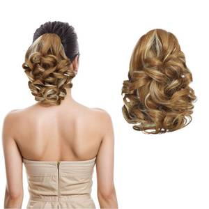 lot 20370 image: Tiklans Blonde Ponytail Extensions, 9 Short Claw Clip in Ponytail Hair Extensions Hair Piece Natural Soft Synthetic Curly Wavy Pony Tail Hair Pieces for Women