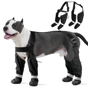 lot 20378 image: Waterproof Dog Suspender Boots, Reflective Anti-Slip Dog Shoes with Adjustable Straps for Small Medium Large Dogs, Stay-On Dogs Paw Protector Leggings for Outdoor Walking, Rain & Snow Hiking (Black,L)