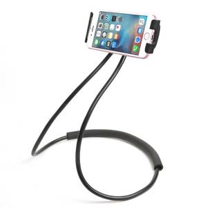 lot 20381 image: Universal Smart Mobile Phone Stand,Hanging on Neck Cell Phone Mount Holder, Lazy Cell Phone Holder (Black)