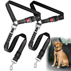 lot 20383 image: 2-Pack Dog Car Seat Belt, 3-in-1 Headrest-Mounted Dog Seatbelt for Car, Adjustable Nylon Pet Safety Leash with Elastic Buffer & Reflective Stitching, Durable Car Harness for Dogs Fits Most Vehicles