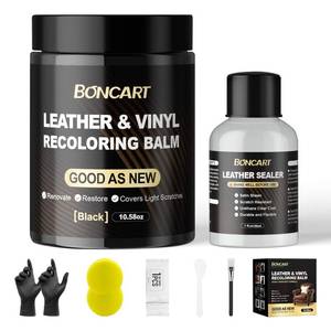 lot 20385 image: Leather Recoloring Balm with Leather Sealer, 10.58oz Leather Color Restorer, Leather Repair Kit for Vinyl Furniture Shoes Car Seats Bags, Black Leather Dye Paint Leather Scratch Repair (Black Color)