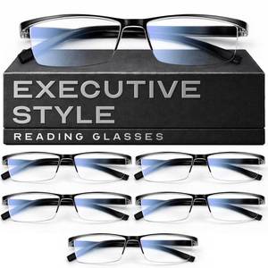 lot 20389 image: Gaoye 6 pack 3.25 Executive Style Reading Glasses Men - Durable Readers with Blue Light Filtering- Comfortable Fit with TR90 Frames (5 only)