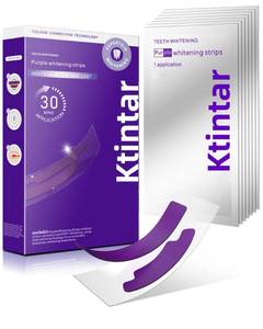 lot 20396 image: Ktintar Purple Whitening Strips, Color Correcting Purple Teeth Whitening Strips, Removes Yellow Stains, Enamel Safe for Sensitive Tooth, 30 Min Treatment, 13 Treatmetnts, 26 Strips