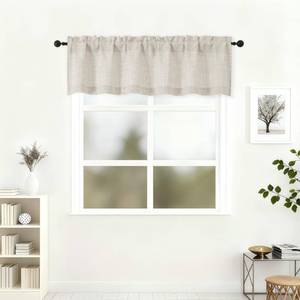 lot 20397 image: Lecloud Natural Valance for Window 14 Inch Length, Privacy Light Filtering Kitchen Curtains Over Sink, Breathable Short Drapes with Rod Pockets for Bathroom Bedroom Cafe, 60 W x 14 L 1 Panel