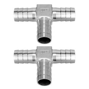 lot 20398 image: 304 Stainless Steel Hose Barb Fitting 34 Barb x 34 Barb x 34 Barb 3 Way Tee T Shape Joint Splicer Mender Fitting Union for Water Fuel Air 2PCS