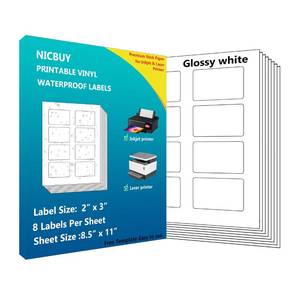 lot 20402 image: Nicbuy 120 Labels 3x2 inch Bottle Labels Printable Glossy White Waterproof Vinyl Sticker Label for Inkjet or Laser Printer