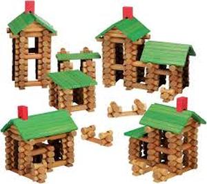 lot 15735 image: 450 Piece Wooden House Building Block Set