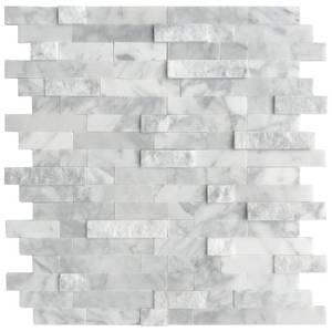 lot 1714 image: SUNWINGS 5-Sheet Peel and Stick Mosaic Natural 3D Stone Self Adhesive Marble Tiles, 11.5 x 10.7 Stick on Backsplash for Kitchen Bathroom Fireplace Vanity, Mixed Gray
