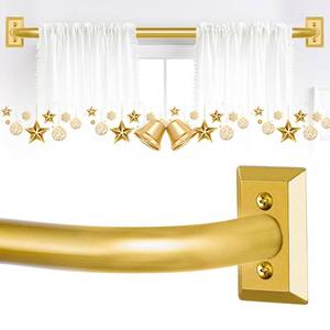 lot 1730 image: TVWOO Gold Wrap Around Curtain Rods 48 to 90 InchBlackout Adjustable Window Curtain Rod,Room Darkening Heavy Duty Curved French Metal Single Drapery Rods for Bedroom Kitchen Easy Install,Brass Gold