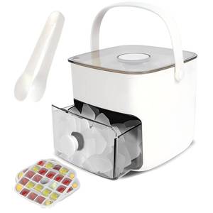 lot 1735 image: Wiki Jooy Ice Cube Tray with Lid and Bin Ice Cube Trays for Freezer Ice Tray Ice Mold Ice Maker BPA-Free Stackable Storage Container with 2 Trays Ice Storage Bin Tongs Easy Release Molds