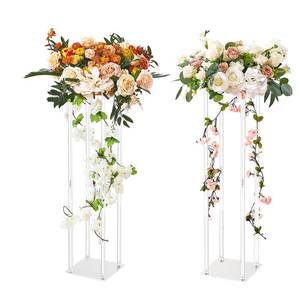 lot 1744 image: VEVOR 2PCS 31.5inch High Wedding Flower Stand, With Acrylic Laminate,Acrylic Vase Column Geometric Centerpiece Stands, Floral Display Rack for T-Stage Events Reception, Party Decoration Home