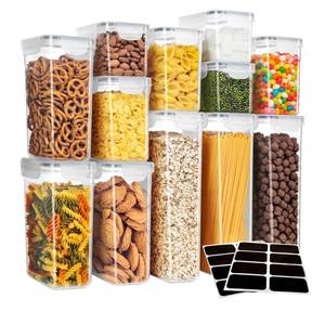 lot 1752 image: MR.SIGA 16 Pack Airtight Food Storage Container Set, BPA Free Kitchen Pantry Organization, Kitchen Canisters for Cereal, Spaghetti, includes 24 Reusable Sticker Labels