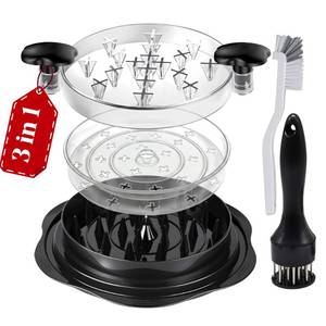 lot 1753 image: Chicken Shredder Tool Twist Large 3 layer With Meat Tenderizer Tool & Brush,Manual Chicken Breast Grinder,10 Pro Meat Shredder, BPA Free Anti-Slip Ergonomic Handle,Suitable For Beef &Vegetable