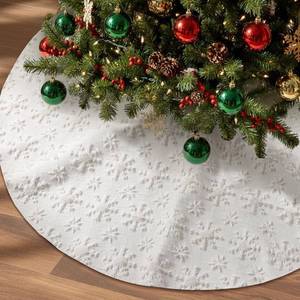 lot 2210 image: Civaner 48 Inch White Christmas Tree Skirt Faux Fur with Cable Knit Vintage for 7.5 Ft Christmas Trees Decoration Thick Plush Skirt Decorations for Xmas Holiday