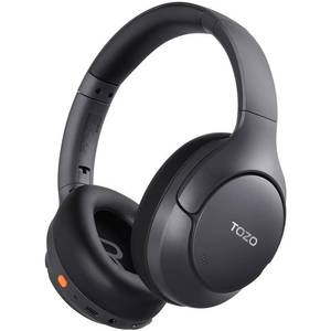 lot 2254 image: TOZO HT3 Hybrid Noise Cancelling Headphones, 90H Battery Life Wireless Over Ear Bluetooth 6.0 Foldable Headset, AI Voice Assistant with 5 Mics, Connect 2 Devices and Hi-Res Sound, 32 EQ Audio Presets