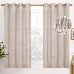 lot 2265 image: YoungsTex Natural Linen Curtains for Short Window 54 Inches Long, Textured Semi Sheer Drapes with Bronze Grommet Privacy Light Filtering for Kitchen Bathroom Bedroom, 2 Panels, 52 X 54 Inch