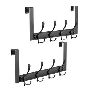 lot 2278 image: 2 Packs Over The Door Hooks with 4 Tri Hooks, Heavy Duty Over Door Hanger for Bathroom Closet Bedroom Kitchen Dorm Room, Towel Coat Rack Home Organizer for Hanging Clothes Coat Hat Jacket (2, black)