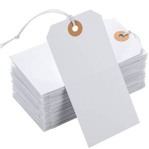 lot 2286 image: 100pcs Large Price Tags with String Attached White Hang Paper Tags with Elastic String Reinforced Hole Writable Mothers Day Tag Inventory Tag 4.76�2.36