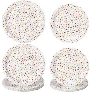 lot 2298 image: Zhehao 48 Pcs 7 Inch and 9 Inch Confetti Sprinkles Dessert Plates Set Sprinkles Paper Plates Decorations for Weddings Birthday Theme Party Supplies(Round)