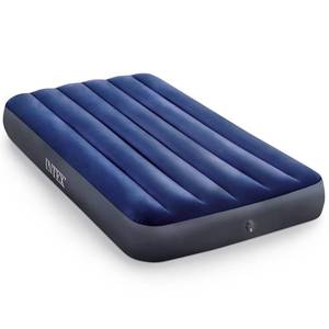 lot 3291 image: Intex 75 x 39 x 10 Inch Dura-Beam Fiber-Tech Vinyl Standard Downy Air Mattress with Plush Top and 2-in-1 Valve, Twin (Pump Not Included)