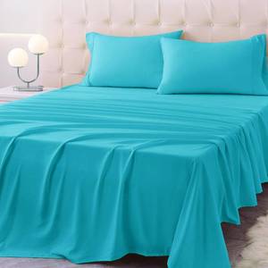 lot 3297 image: Homilay King Size Bed Sheet Set - 4 Piece Soft Microfiber Sheets with Deep Pockets, Cooling Technology, and Wrinkle-Free Pillowcase. Hotel-Quality, Durable Bedding, Capri Blue