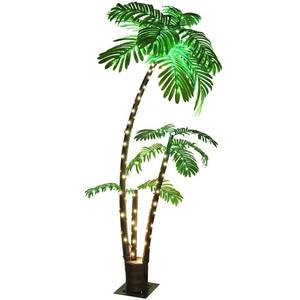 lot 3314 image: OUSHENG Lighted Palm Tree Bar Outdoor Christmas Decorations Decor, Light Up LED Artificial Fake Faux Trees Lights for Outside Patio Yard Pool Porch Deck Party Tropical, 6FT