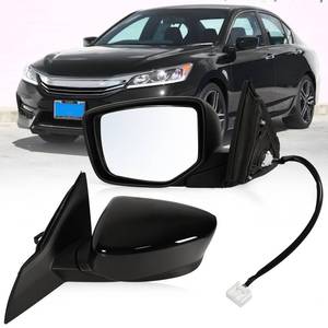 lot 3315 image: Lqito Left Driver side Mirror Fits 2013-2017 Honda Accord SedanCoupe with Power Glass without Heated without turn signals without Blind Spot Match Crystal Black Pearl Replace 76258T2FA11(3Pins)