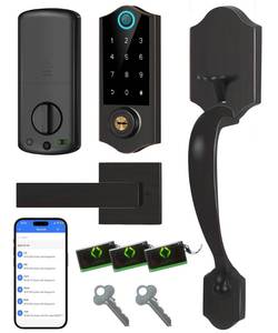 lot 3319 image: Harfo Fingerprint Smart Door Lock for Front Door with Handle Set, App Control, Keyless Entry Keyless Deadbolt, Digital Electronic Touchscreen Keypad, Auto Lock, Aged Bronze