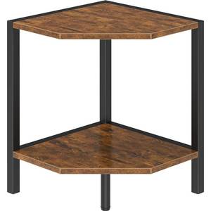 lot 3320 image: Creso hom Corner Shelf Stand, 2 Tier Industrial Corner Bookshelf, Multipurpose Standing Corner Display Shelf Countertop Organizer for Living Room Kitchen Bedroom Office, Rustic Brown