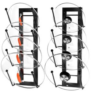 lot 3346 image: Cisily 8 Layers of Adjustable Pot Lid Organizer Rack for Cabinet DoorWall��2Pack Lid Organizer Pots and Pans Holder for Kitchen Storage with No Drilling Adhesive 5.7 W��(Black)