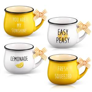 lot 3347 image: Patelai 4 Pcs Lemon Cups Mini Coffee Mug 5 oz Espresso Cups Set with Handle Lemon Tiered Tray Decor for Coffee Bar Decoration Holiday Party Gift