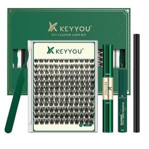 lot 4277 image: KEYYOU Lash Clusters Kit Natural Wispy DIY Lash Extension Kit 144pcs Lashes Clusters Eyelash Extension with Mascara Brush Bond and Seal Glue Remover Applicators and Brush for Lashes Extensions (Y01)