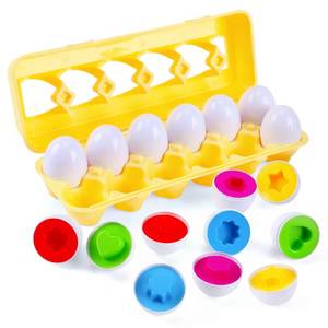 lot 4283 image: J-hong Matching Eggs 12 pcs Set Easter Eggs - Educational Color & Shape Recognition Sortere Skills Study Toys, Montessori Toys, STEM Educational Toy Gift for Toddler 1-3Year Old