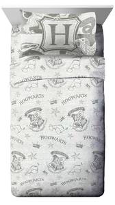 lot 4286 image: Jay Franco Kids Sheet Set with Fitted, Flat Sheets & Pillow Cover - Ultra-Soft Bedding with Pillowcase for Room Decor, Gray - Harry Potter, 4 Piece Full
